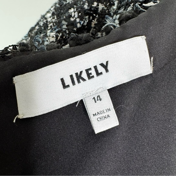 Likely Alessandra Puff Sleeve Tweed Fit & Flare Dress Black Size 14 - Picture 8 of 13